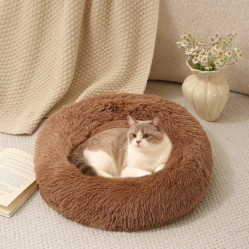 Panier pour chien et chat, coussin rond moelleux (70 cm)