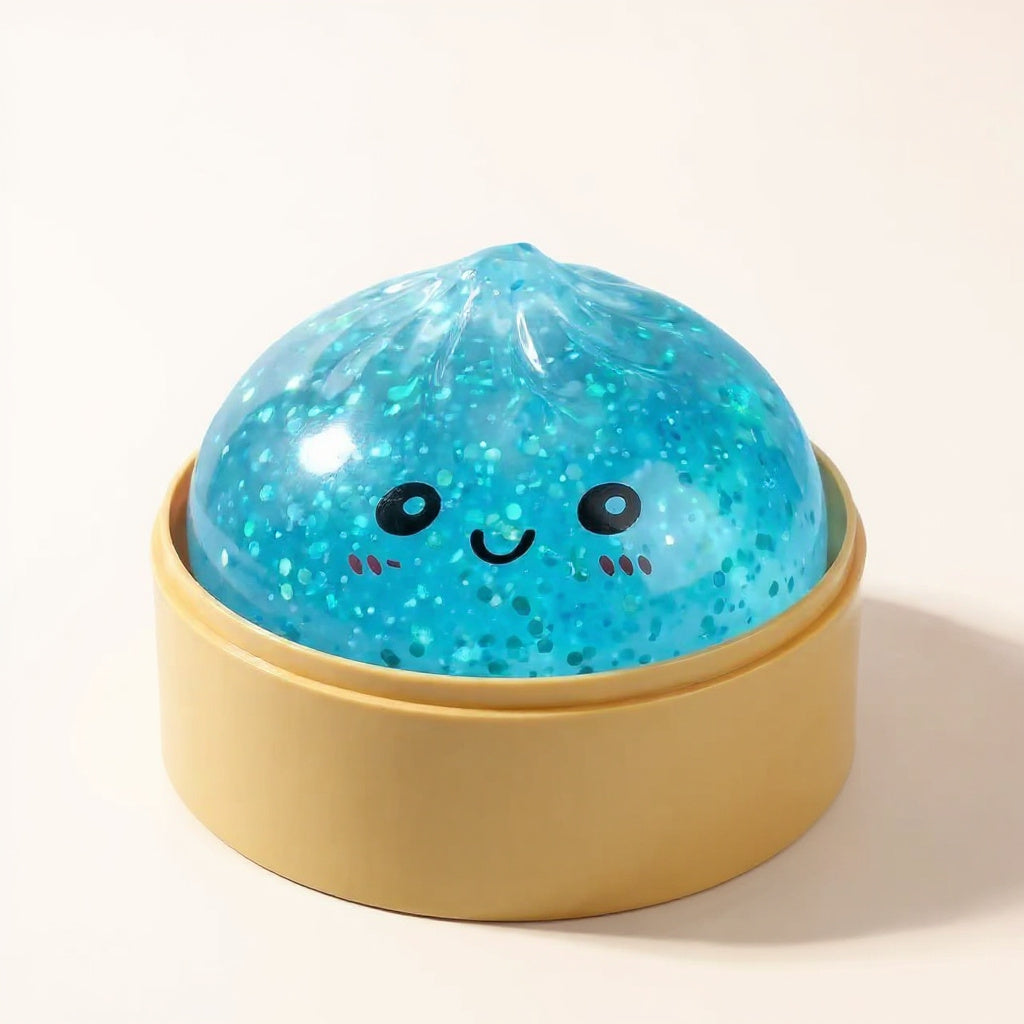 Glitzernde Squishy-Teigtaschen-Überraschung, Mini-Dampfkorb