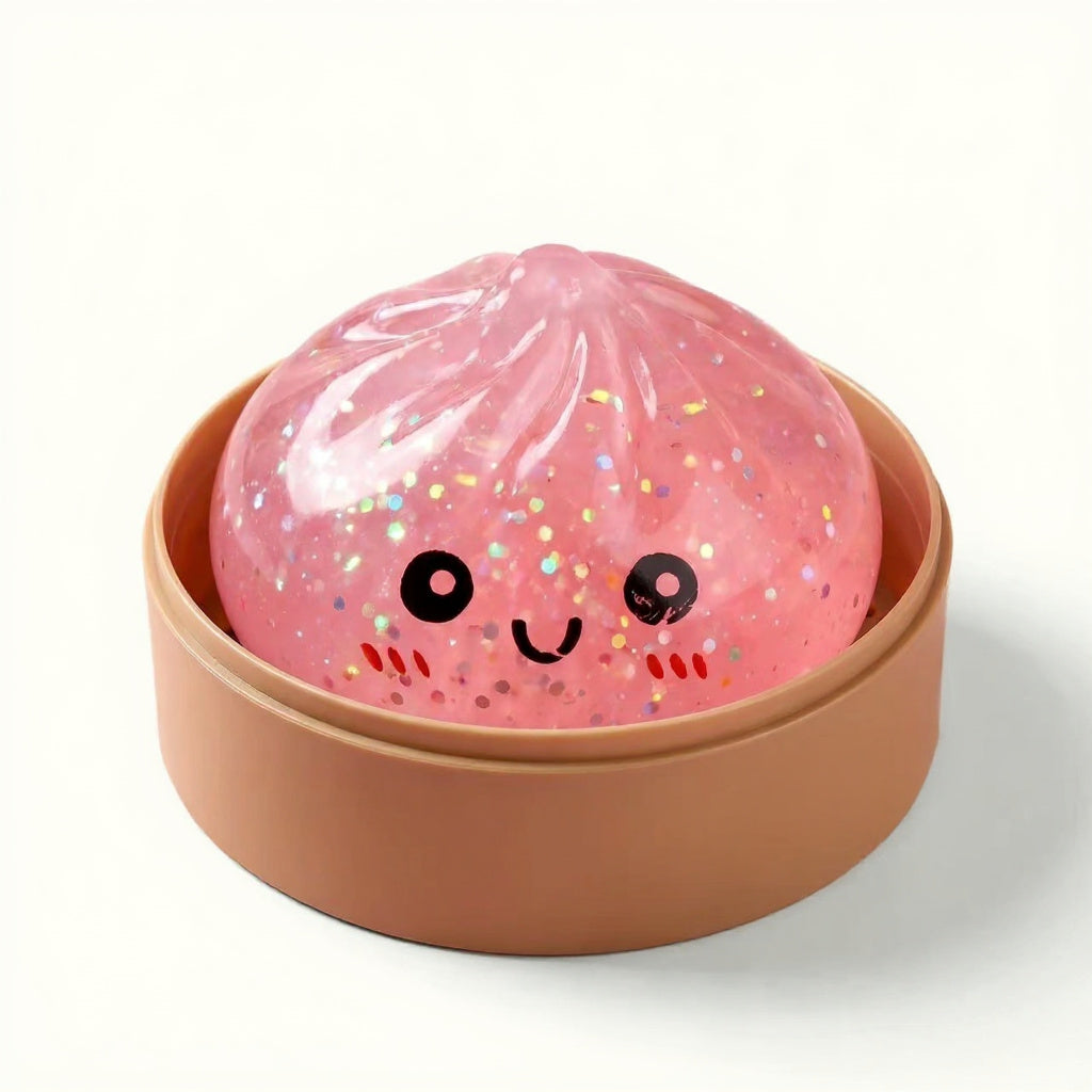 Glitzernde Squishy-Teigtaschen-Überraschung, Mini-Dampfkorb