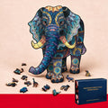 Puzzle en bois éléphant coloré, grand format (coffret cadeau)