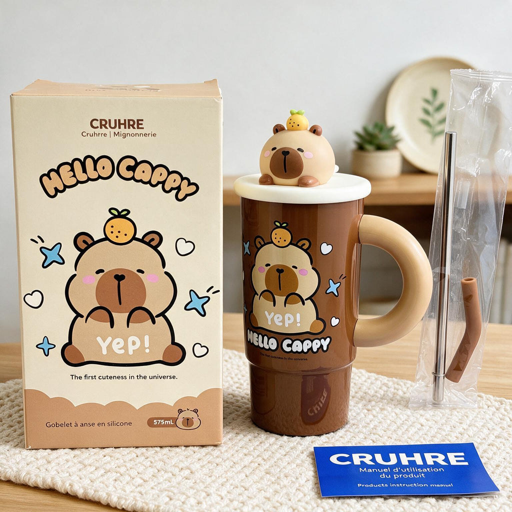 Gourde capybara à paille, mug isotherme