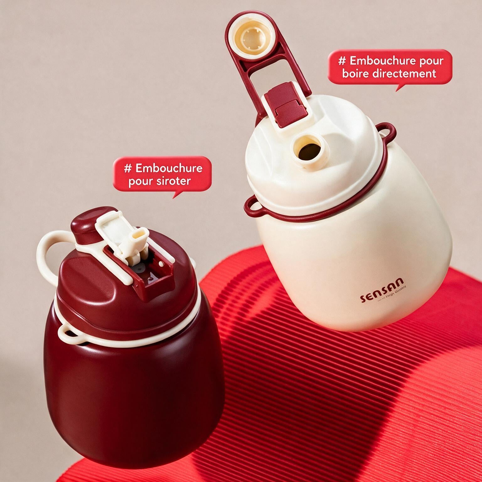 Gourde isotherme 800 ml, bandoulière + double embout