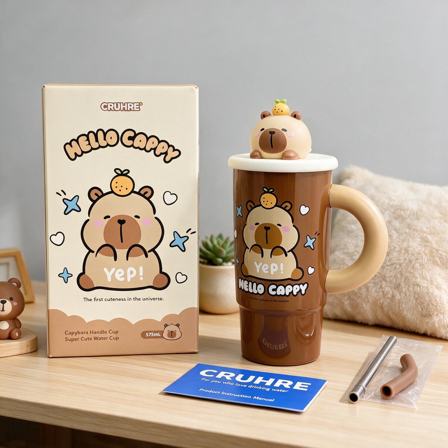 Gourde capybara à paille, mug isotherme
